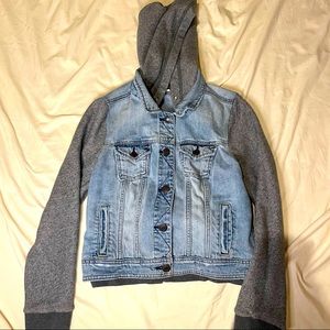 American Eagle Jean Jacket Hoodie Large